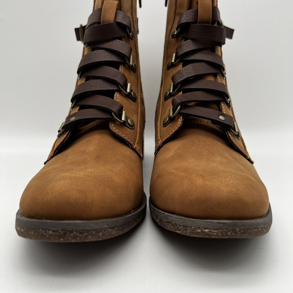 Kork-Ease Reese Tan Dark Brown Vegan Leather  Modern Short Riding Ankle Boot 8.5 - Picture 6 of 12